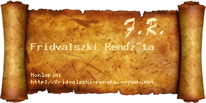 Fridvalszki Renáta névjegykártya